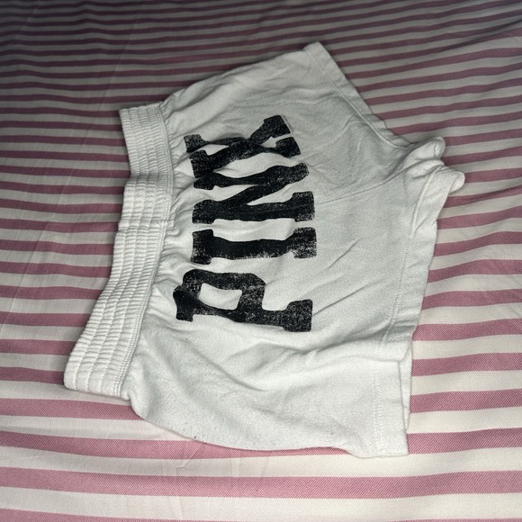 Victoria Secret PINK Y2K 2000's Beach Terry Varsity Shorts White Pink Dog Sz XS - Picture 9 of 13